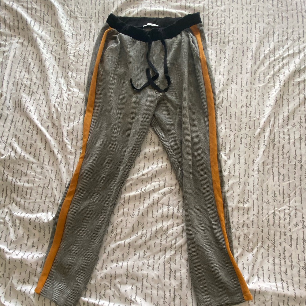 Printed Trousers with Yellow Detail